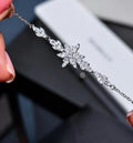 Silver Crystal Flower Bracelet with marquise starburst cluster chain